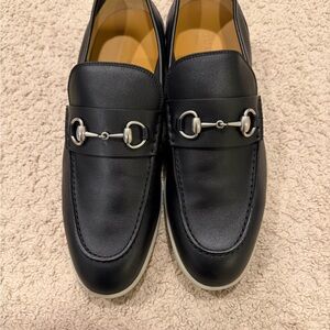 Gucci Black Loafers with Silver Accents